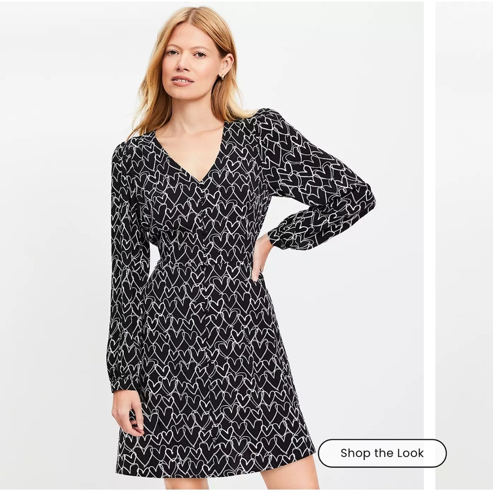 LOFT Black and White Heart Dress